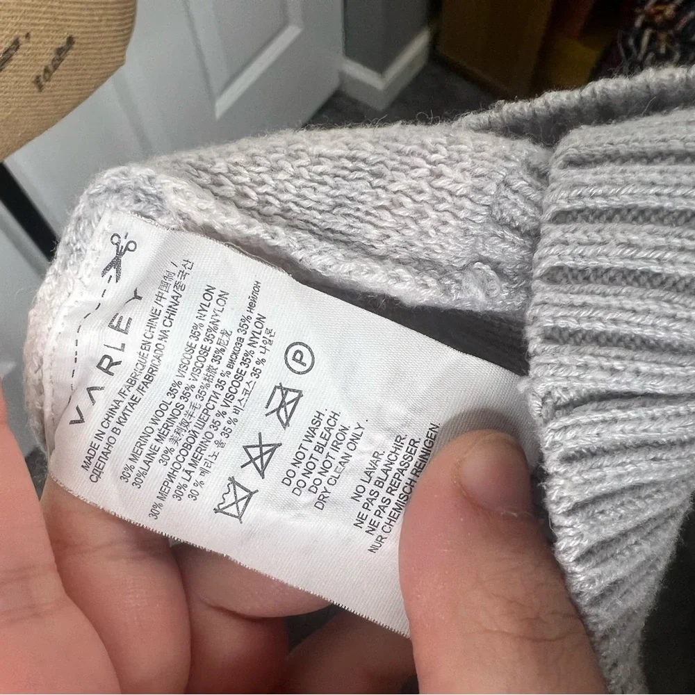 Sz S VARLEY Calvert Grey Zebra Print Merino Wool Blend $175 MSRP